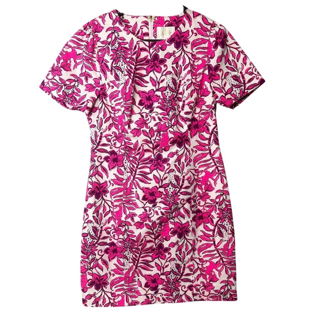 Lilly Pulitzer Mila Dress Pink White 8 NWT Floral Sheath Spring Preppy Coastal - Picture 3 of 11